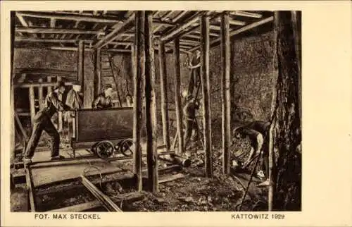 Künstler Ak Steckels, Max, Katowice Kattowitz Oberschlesien, Pfeilerabbau, Schwarze Diamanten