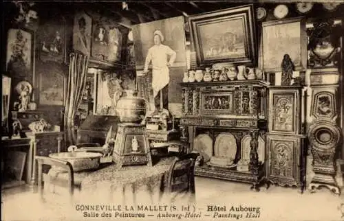 Ak Gonneville la Mallet Seine Maritime, Hotel Auborg, Salle des Peintures