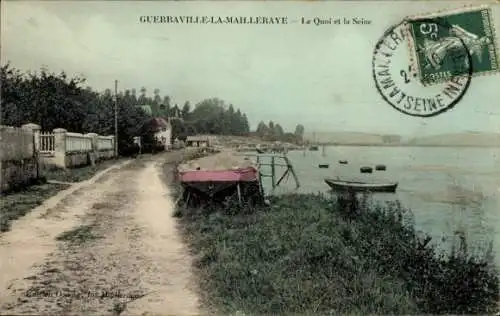 Ak Guerbaville la Mailleraye Seine Maritime, Le Quai et la Seine