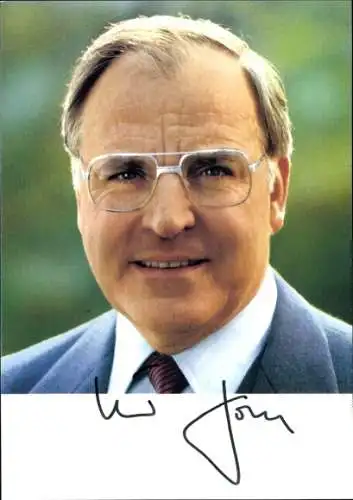 Foto Politiker Helmut Kohl, Ehemaliger Bundeskanzler, Autogramm
