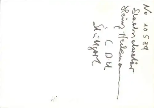 Foto Politiker Heinz Heckmann, CDU, Autogramm