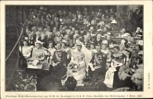 Ak Königin Wilhelmina der Niederlande, Prinz Hendrik, Plechtige Huwelijksinzegening 1901