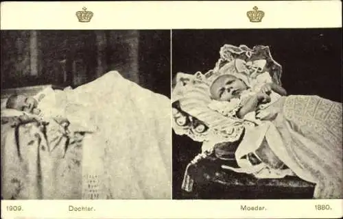 Ak Königin Wilhelmina der Niederlande als Säugling 1880, Prinzessin Juliana als Säugling 1909