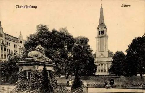 Ak Berlin Charlottenburg, Lützowplatz, Kirche, Denkmal