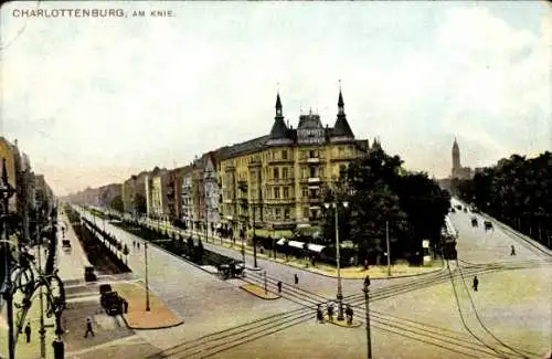 Ak Berlin Charlottenburg, Am Knie, Straßenpartie