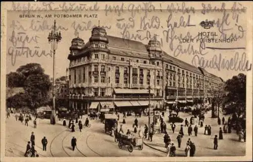 Ak Berlin Tiergarten, Potsdamer Platz, Hotel Der Fürstenhof