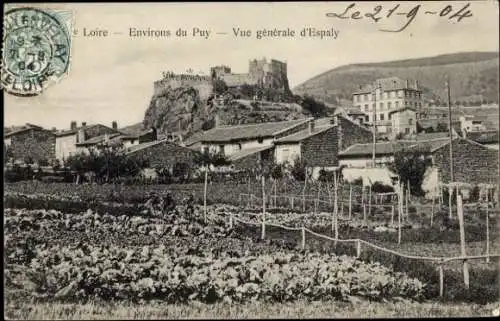 Ak Espaly Saint Marcel Le Puy en Velay Haute Loire, Blick auf die Umgebung von Puy, Schloss im...