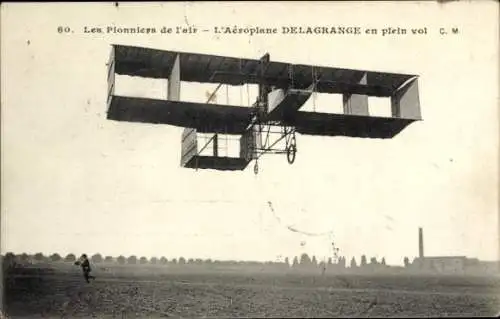 CPA Pionniers de l'air, L'Aéroplane Delagrange en plein vol