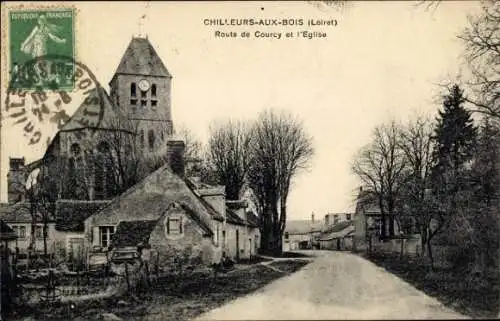 CPA Chilleurs aux Bois Loiret, Route de Courcy et l'Eglise