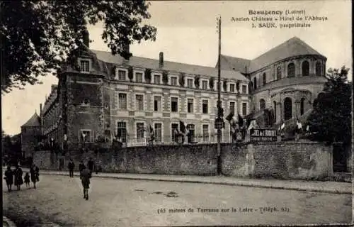 Ak Beaugency Loiret,  Château Hôtel de l'Abbaye, historische Architektur, Terrasse zur Loire