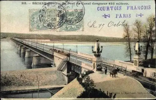 Ak Briare Loiret, Brücke über den Kanal, Postkarte aus  historische Ansichten, Wasser, Archite...