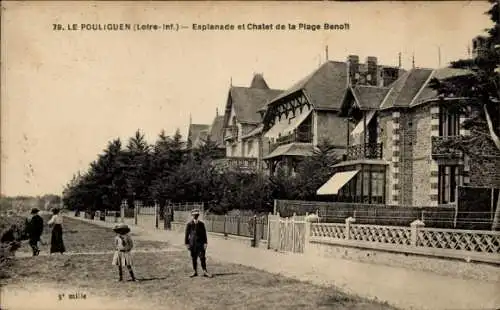 Ak Le Pouliguen Loire Atlantique, Esplanade und Chalet de la Plage Benoît, Gebäude an der Küste, 