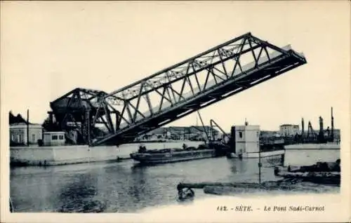 Ak Sète Cette Hérault, Brücke Pont Sadi-Carnot, Wasserweg, Stadtansicht, historisch