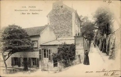 Ak Paris XVIII Montmartre, Montmartre, pittoreskes Gebäude, Rue des Saules