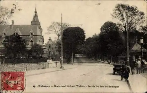 Ak Puteaux Hauts de Seine, Boulevard Richard Wallace, Eingang Bois de Boulogne, Stadtansicht