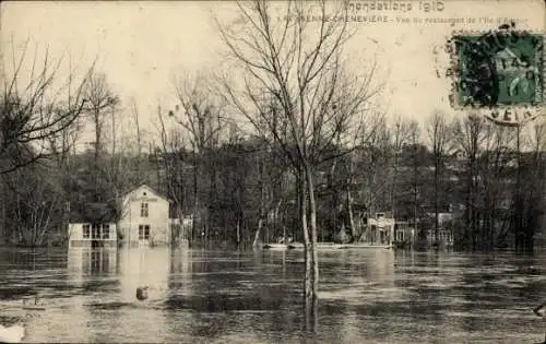 CPA La Varenne Chennevières Saint-Maur-des-Fossés Val de Marne, Restaurant, Inondation 1910