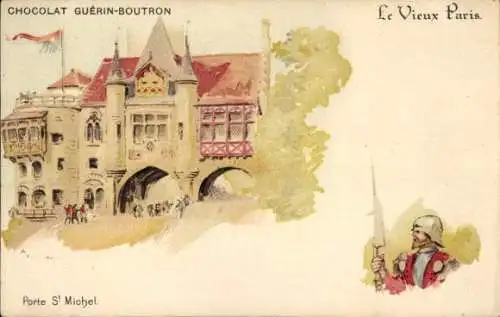 Künstler Litho Robida, Albert, Paris, Porte Saint Michel