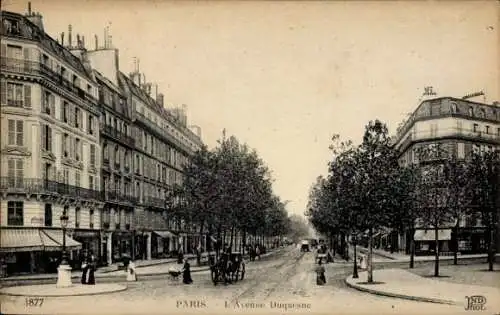 Ak Paris VII, Avenue Duquesne,  Straßenaufnahme, Bäume entlang der Straße