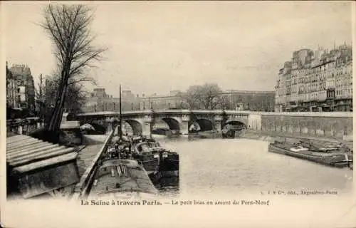Ak Paris I Ile de la Cité, La Conciergerie, Seine, Pont-Neuf, Brücke, Schwarz-Weiß-Foto