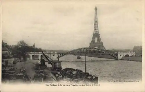 Ak Paris XVI Passy, Seine, Brücke, Eiffelturm