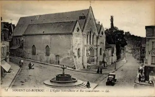 Ak Nogent le Rotrou Eure et Loir, Notre-Dame, Rue Gouverneur