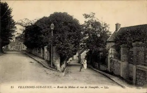 Ak Villennes sur Seine Yvelines, Route de Medan, rue de Neuphle