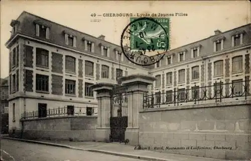 Ak Cherbourg en Cotentin Manche, Lycée de Jeunes Filles, Architektur, Schule, Cherbourg