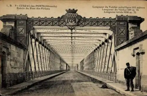 Ak Cubzac les Ponts Gironde, Entree du Pont des Pictons