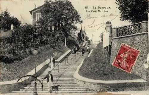 Ak Le Perreux sur Marne Val de Marne, Les Cent Marches