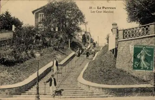 Ak Le Perreux sur Marne Val de Marne, Les Cent Marches