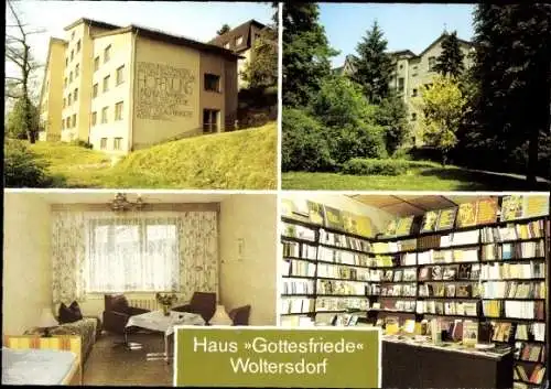 Ak Woltersdorf bei Berlin, Haus Gottesfriede, Theodor Christlieb Haus, Krankenhaus, Buchhandlung