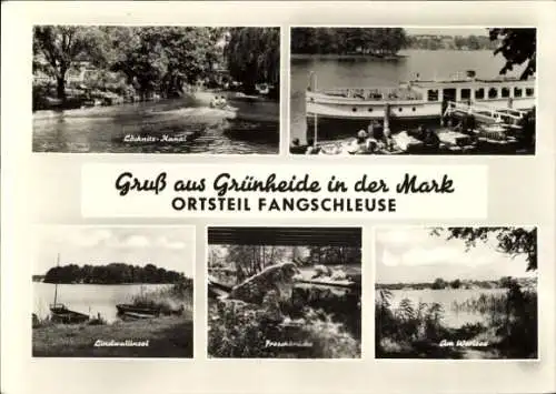 Ak Fangschleuse Grünheide in der Mark, Locknitz-Kanal, Gruß aus Grünheide, Ortsteil Fangschleuse,