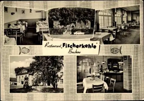 Ak Buckow in der Märkischen Schweiz, Restaurant Fischerkehle, Innenansichten des Lokals, Fotos
