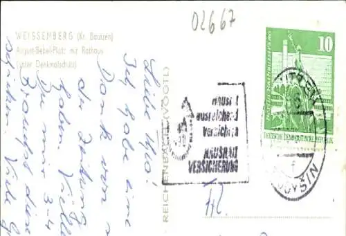 Ak Weißenberg in Sachsen, August Bebel Platz, Rathaus