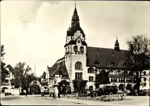 Ak Leipzig, Zoo mit Kongresshalle