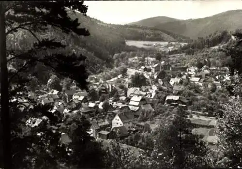 Ak Sitzendorf in Thüringen, Landschaft, Häuseransicht, Berge, Natur, schwarz-weiß