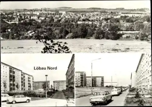 Ak Löbau in Sachsen, Löbau Nord, Stadtansicht, Wohngebäude, Autos