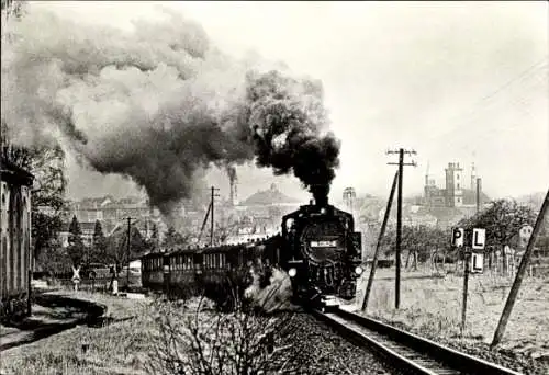 Ak Zittau in Sachsen, Dampflok, Zug, Vorstadt,  Industrie, Rauch, Bahngleise