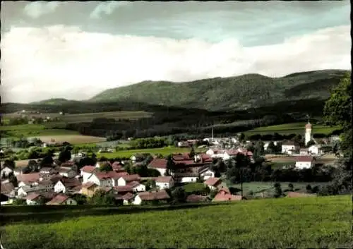 Ak Herzogau Waldmünchen im Oberpfälzer Wald Bayern, Landschaft mit Bergen, Dorfansicht, Kirchturm