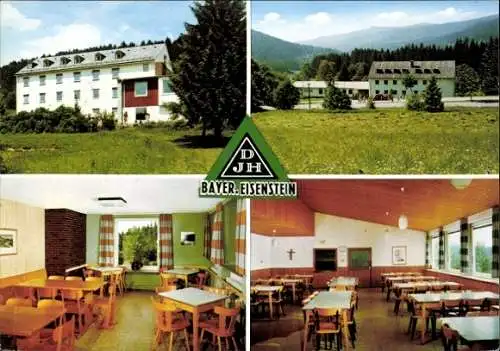 Ak Bayerisch Eisenstein im Bayrischen Wald Niederbayern, Jugendherberge, Berglandschaft, Innenrau
