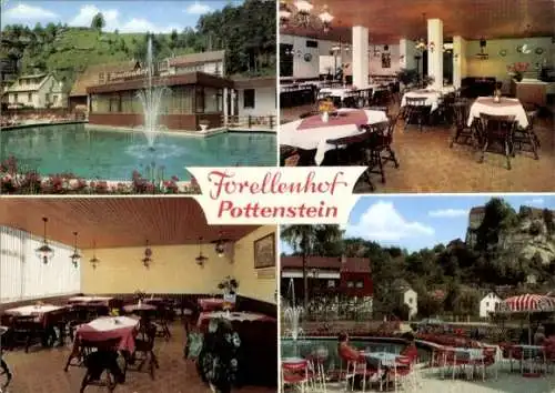 Ak Pottenstein in Oberfranken, Forellenhof, Caféräume, Terrasse, Garten, fränkische Schweiz
