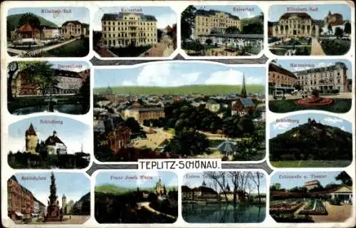 Ak Teplice Šanov Teplitz Schönau Region Aussig, Kaiserbad, Elisabeth-Bad, Schlossberg, Herrenhaus