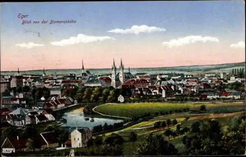 Ak Eger Erlau Ungarn,  Blick von der Bismarckhöhe, malerische Landschaft,  Architektur