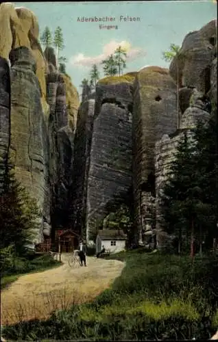 Ak Adršpach Adersbach Region Königgrätz, Adersbacher Felsen, Eingang
