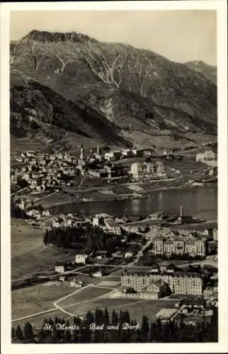 Ak Sankt Moritz Kanton Graubünden, Bad und Dorf