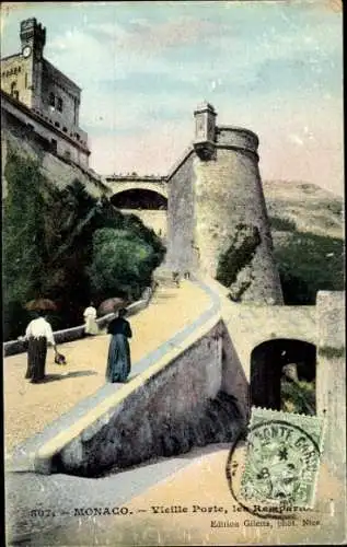 Ak Monaco, Vieille Porte, les remparts, Festungsmauern