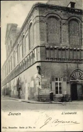 Ak Louvain Leuven Flämisch Brabant, Universität,  Architektur, Straßenansicht, schwarz-weiß, 