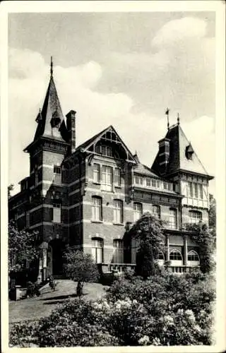 Ak Schooten Schoten Flandern Antwerpen, Historisches Gebäude, Zinnen, Fenster, Gartenanlage