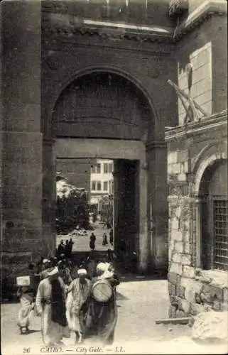 Ak Cairo Kairo Ägypten, Stadt Tor, Menschenmenge,  Architektur, Kairo