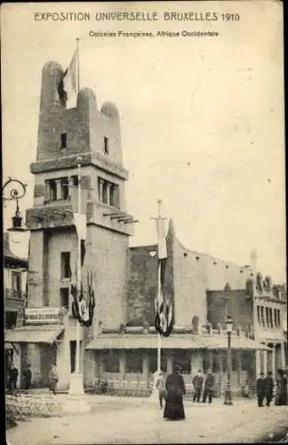 Ak Bruxelles Brüssel, Exposition Universelle 1910, Kolonien, Flaggen, Gebäude